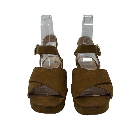 Zara brown suede platform block heel sandals size 36 - Picture 13 of 13